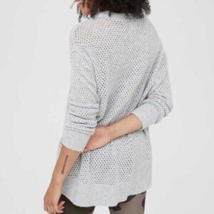 Offline Aerie Light Gray Open Knit Tunic Length Sweater S